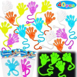 40 Pcs Glow Sticky Hands Toys, Valentine Party Favor Supplies, Goodie Bag Treat